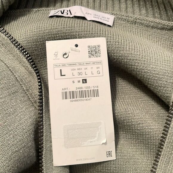 ZARA ZIPPERED HIGH COLLAR KNIT JACKET - Picture 5 of 7